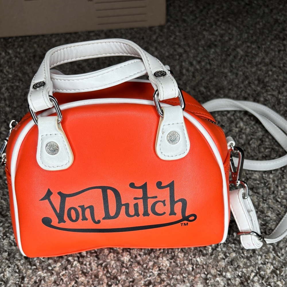 VINTAGE Von Dutch Orange and White Women's Bag!!
